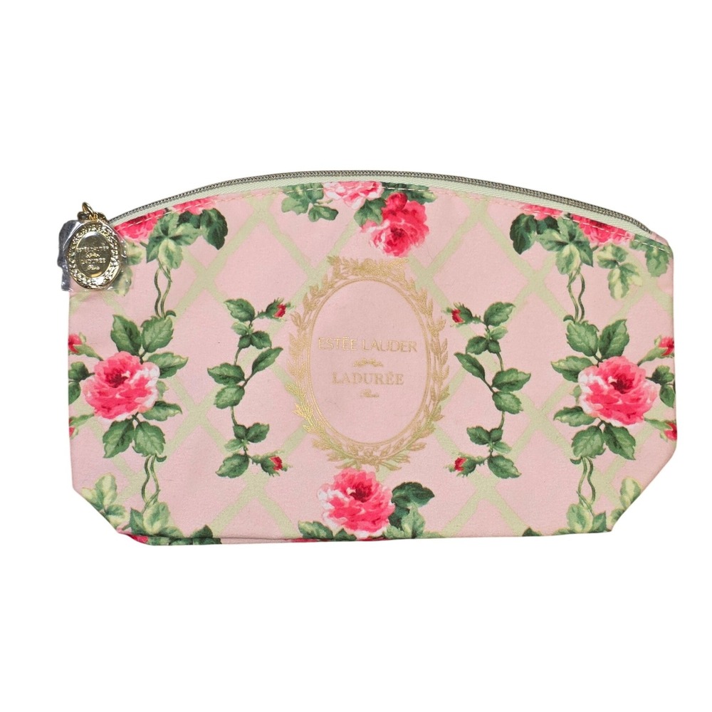 Estee Lauder Laduree Paris Floral Rose Makeup Bag Women's Pink Cosmetic Pouch